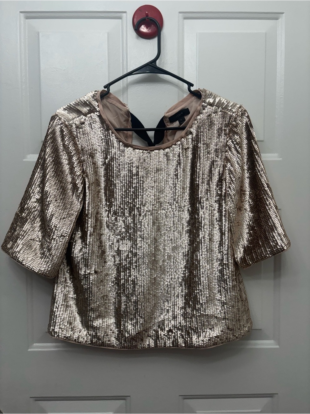 J. Crew Rose Gold Sequin Scoop Neck Top